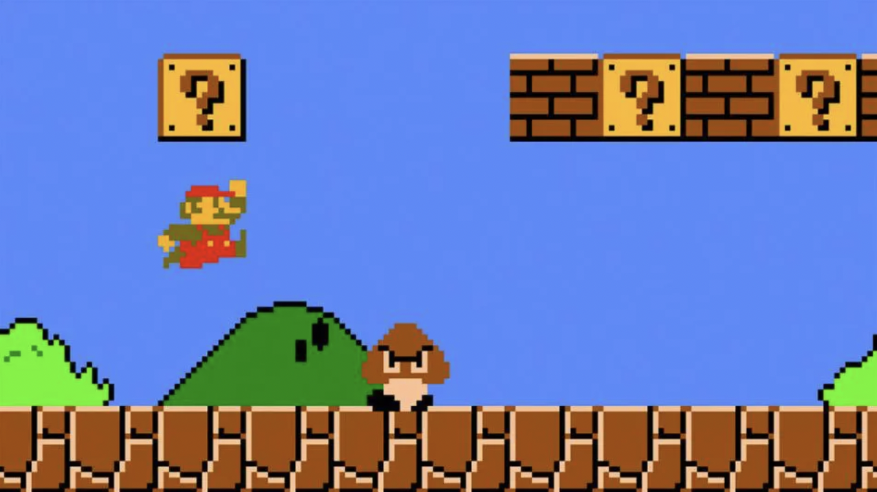 Mario rompe bloques con el puño