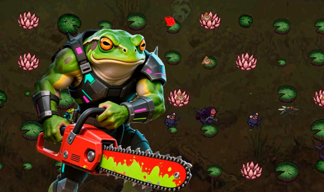 Captura de pantalla del juego Cringe Toads: swamp racing with auto-shooting
