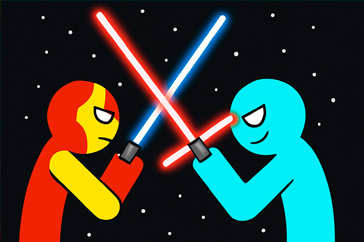 Battle of the red and blue agents